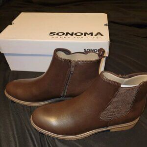 Women's NEW in Box Sonoma BRANTLEE Brown Ankle Booties Boots Size 9.5 Zipper